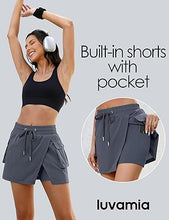 LUVAMIA Women's Active Breathable High Waisted Regular Relaxed Fit Shorts Skort.