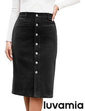 LUVAMIA Women High Waist Button Front Corduroy Midi Skirt with Pockets 2025 Fall Winter