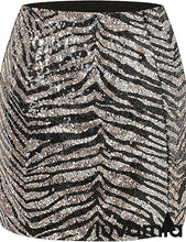 luvamia Sequin Skirts for Women Trendy High Waisted Bodycon Elastic Waist Side Slit Sparkly Night Out Party Mini Skirt