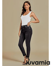 LUVAMIA Women's Full Length High Waist Skinny Fit Denim Slight Stretch Slim Jeans