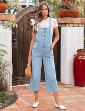 LUVAMIA Women Sleeveless Adjustable Strap One Piece Casual Denim Harem Overall