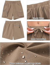 luvamia Hiking Shorts for Women Elastic Waist Pull On Quick Dry Zipper Pockets Lightweight Camping 5" Inseam Cargo Shorts