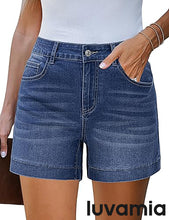 luvamia FleXclusive Jean Shorts for Women High Waisted Mid Thigh Mom Stretch Denim Shorts Casual Summer Jorts Country Concert Outfit