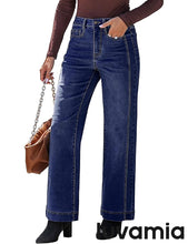 LUVAMIA Timeless High Waisted Flare Jeans Breathable Denim All Season Styling Functional Pockets