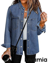 LUVAMIA Women's Relaxed Fit  Denim Slim Regular Pocket Jean Jacket Coat