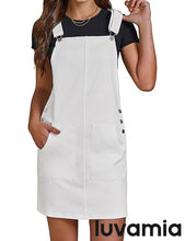 luvamia Women's Casual Straps Denim Overall Pinafore Dress with Pocket
