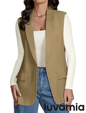 luvamia Women's sleeveless business style lapel vest jacket