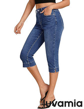 LUVAMIA Women Skinny Capri High Rise Denim Stretch Cropped Jeans