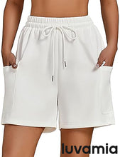 LUVAMIA Women's Wide Leg Lounge Shorts Elastic Waist Drawstring Sport Brief Casual Comfy Cozy Shorts