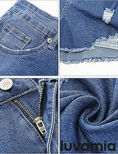 luvamia Jean Shorts for Women High Waisted Stretchy Distressed Denim Shorts Ripped Frayed Raw Hem Summer Casual Shorts