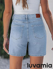 luvamia FleXclusive Jean Shorts for Women High Waisted Trendy Drawstring Stretchy Denim Shorts Summer Casual Jorts with Pockets