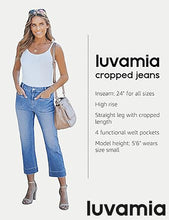 luvamia Capri Jeans for Women High Waisted Slim Straight Stretchy Denim Capris Pants Welt Pockets Casual Cropped Jeans