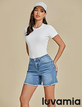 Luvamia Women's Casual Denim Walkshorts Summer Straight