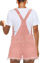 luvamia Women's Ripped Short Overalls Adjustable Denim Bib Overall Shorts Romper