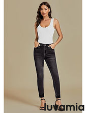 LUVAMIA Women's Full Length High Waist Skinny Fit Denim Slight Stretch Slim Jeans
