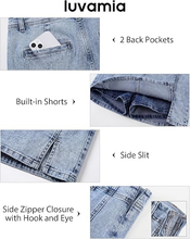 luvamia FleXclusive Jean Skorts for Woman High Waisted Side Slit Mini Short Skirt with Shorts Stretchy Denim Skirts Country Concert