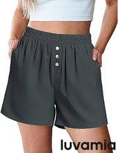 2025 Women's Relaxed Lightweight Shorts with Elastic Waistband and Front Button