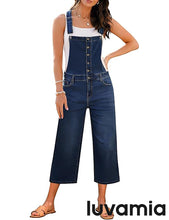 LUVAMIA Women Sleeveless Adjustable Strap One Piece Casual Denim Harem Overall