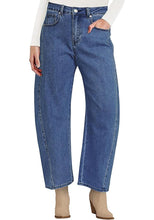 LUVAMIA Women's Barrel Style High Waist Jeans Regular Fit Slight Stretch with pocket