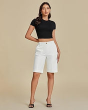 LUVAMIA Bermuda Shorts for Women's Knee Length Casual Lightweight Breathable Summer High Waisted Knee Length Shorts
