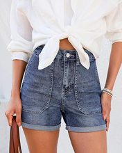 luvamia FleXclusive Jean Shorts for Women High Waisted Cuffed Stretchy Denim Shorts