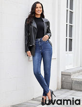 luvamia Skinny Jeans for Women Thin Fleece Lined High Waisted Front Yoke Fall Thermal Stretchy Denim Pants Warm Jeggings