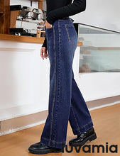 LUVAMIA Timeless High Waisted Flare Jeans Breathable Denim All Season Styling Functional Pockets