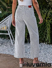 luvamia Stripe High Waist Wide Leg Jeans for Women