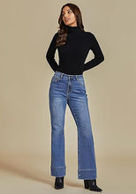 Women's High Waist Regular Fit Slight Stretch Flare Jeans Bell Bottoms