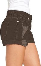 luvamia Women's Casual Ripped Denim Shorts Mid Rise Stretch Folded Hem Short Jeans