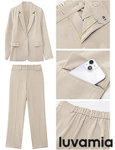 LUVAMIA Women's Blazer Set Business Casual Full Fit Blazer Jackets and Straight Pant Suits with Pockets