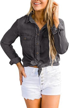 luvamia Women Chambray Jean Western Shirts Long Sleeve Button Down Denim Shirt Tops
