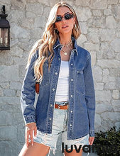 LUVAMIA Women's Relaxed Fit  Denim Slim Regular Pocket Jean Jacket Coat