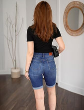 luvamia FleXclusive Bermuda Jean Shorts for Women Knee Length High Waisted Trendy Cuffed Hem Long Stretchy Denim Shorts Summer Jorts