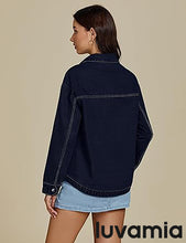 LUVAMIA Women's Street Fashion Denim Jacket Lapel Long Sleeve Coat