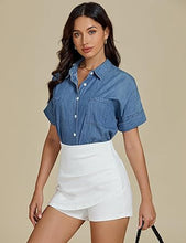 LUVAMIA Women's Slim Fit Pleated Denim Unlined Irregular Retro High Waisted Skorts