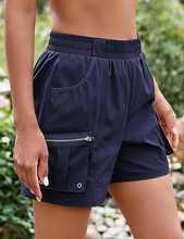 luvamia Hiking Shorts for Women Elastic Waist Pull On Quick Dry Zipper Pockets Lightweight Camping 5" Inseam Cargo Shorts