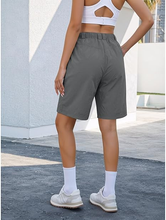 luvamia Hiking Shorts for Women Bermuda Knee Length Cargo Pull On Quick Dry Elastic Waist Sport 9'' Inseam Long Shorts