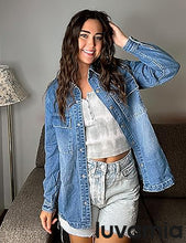 luvamia 2025 Jean Jackets for Women Fashion Oversized Button Down Denim Jacket Western Fall Shacket Jacket with Pockets