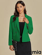 LUVAMIA Women Suit Jacket Double-Breasted Business Casual Long Sleeve Suiting Blazers