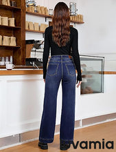 LUVAMIA Timeless High Waisted Flare Jeans Breathable Denim All Season Styling Functional Pockets