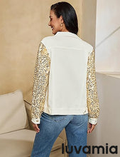 luvamia Sequin Jackets Women Jean Long Sleeves Trendy Sparkly Night Out Party Concert Stretchy Denim Jacket with Pockets