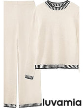 LUVAMIA Women's 2 Piece Long Lounge Sets Mega Stretch Wide Winter Top and Pants Full Acrylic