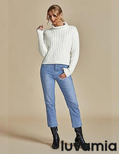 luvamia Capri Jeans for Women High Waisted Slim Straight Stretchy Denim Capris Pants Welt Pockets Casual Cropped Jeans