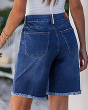 luvamia FleXclusive Jean Bermuda Shorts for Women Trendy Mid Rise Raw Hem Knee Length Stretchy Denim Long Shorts Summer Casual Jorts