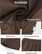 LUVAMIA Women's High Waisted Lightweight Quick Dry Relaxed Fit Shorts Summer Folded Hem.