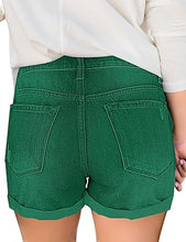 luvamia Women's Ripped Denim Jean Shorts High Waisted Stretchy Folded Hem Short Jeans