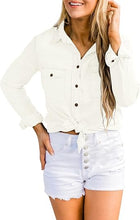 luvamia Women Chambray Jean Western Shirts Long Sleeve Button Down Denim Shirt Tops