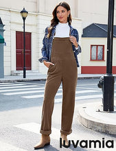 luvamia Corduroy Overalls for Women Loose Fit Baggy Straight Casual Adjustable Straps Bib Jumpsuit Overalls with Pockets