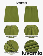 luvamia Corduroy Skirts for Women High Waisted Trendy Fall Elastic Waist Casual Stretchy Short Skirts with Patch Pockets